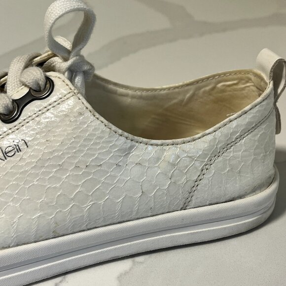 Calvin Klein White Snakeskin Michaela 2 Sneakers – Size 9 - Picture 12 of 15